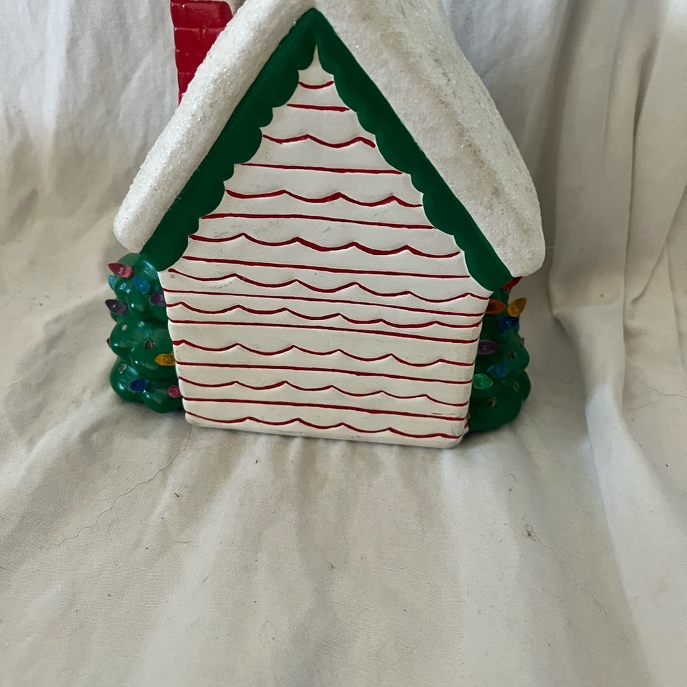 Vintage Christmas Village House Cabin with Santa Ceramic 6 X 6.5” - Picture 3 of 4